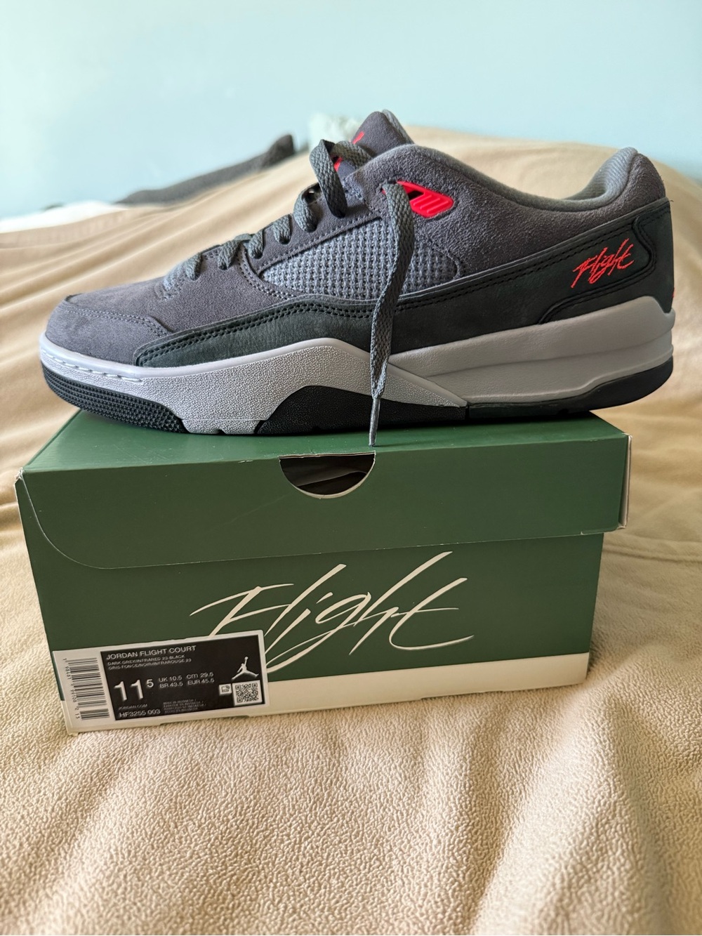 Jordan Flight Court Men's Sneakers - Gray with Red Accents